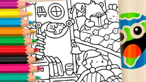 Desenho para colorir Desenho de Bichinhos Fofos no Beliche para Colorir Online