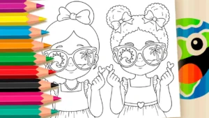 Desenho para colorir Amigas na Praia para Colorir