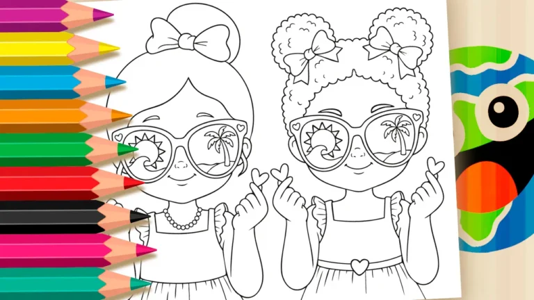Amigas na Praia para Colorir