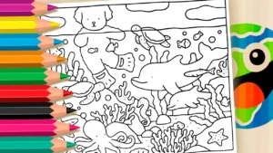 Desenho para colorir Mergulhando na Piscina Natural Estilo Bobbie Goods para Colorir