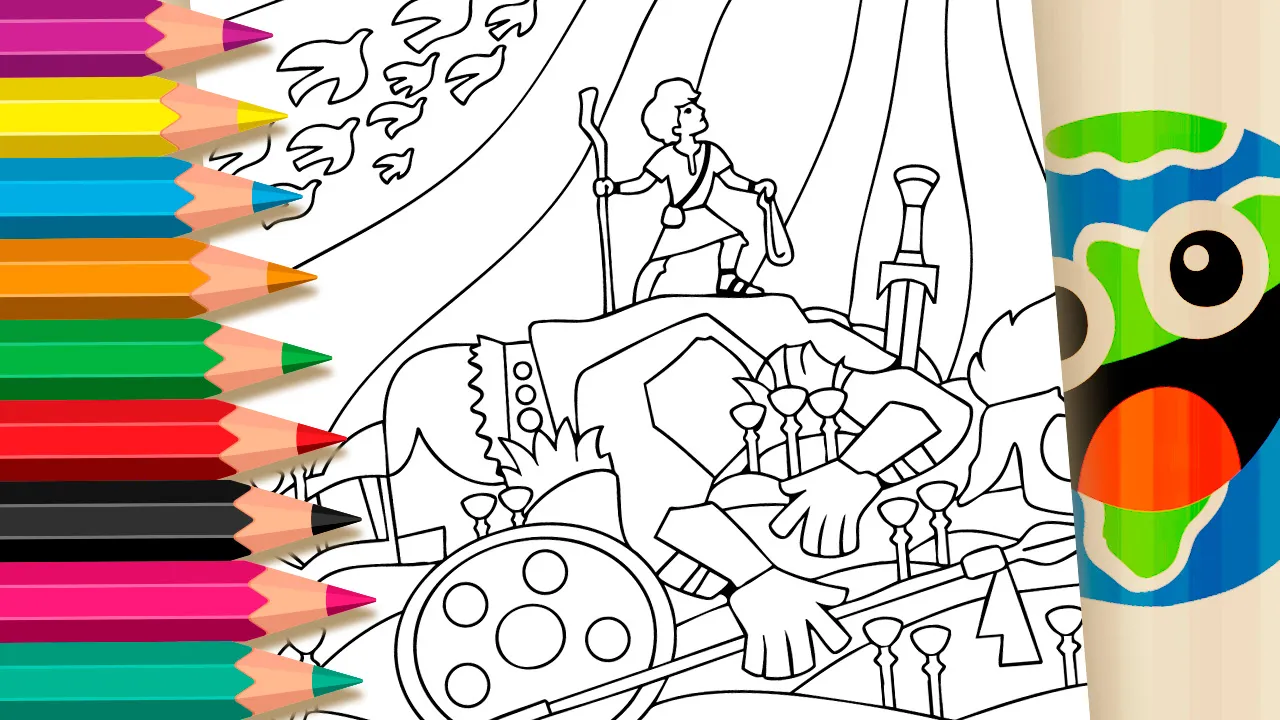 Davi e Golias: Desenho para Colorir sobre filme da Netflix