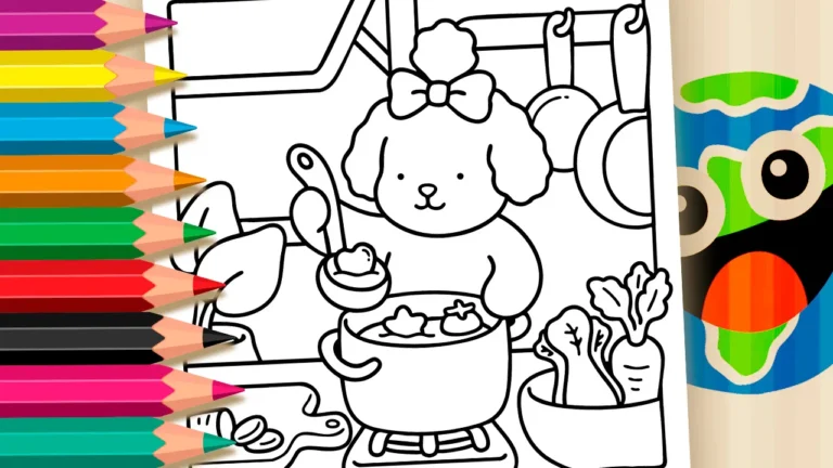 Poodle Cozinhando para Colorir | Estilo Bobbie Goods