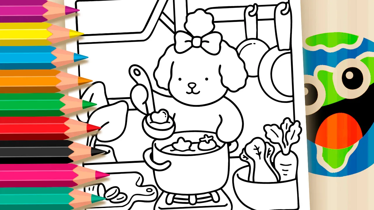 Poodle Cozinhando para Colorir | Estilo Bobbie Goods