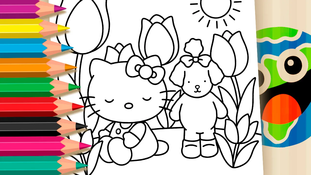 Hello Kitty e Cachorrinha Bobbie Goods no Jardim