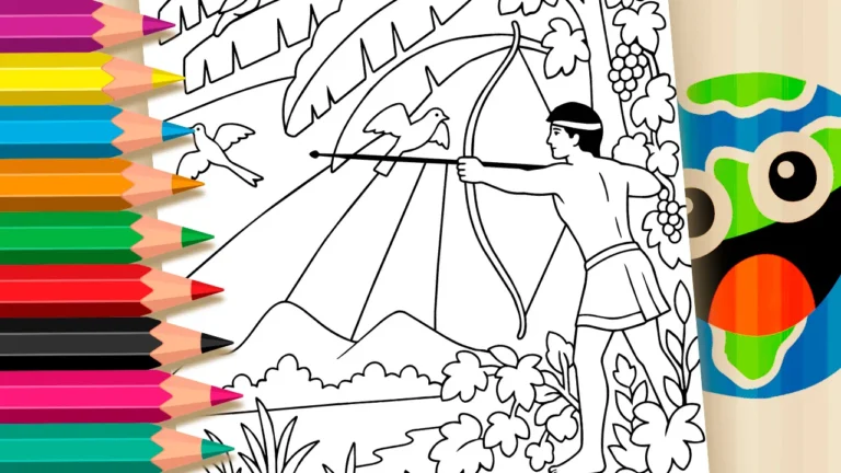 Arqueiro com Passarinhos para Colorir