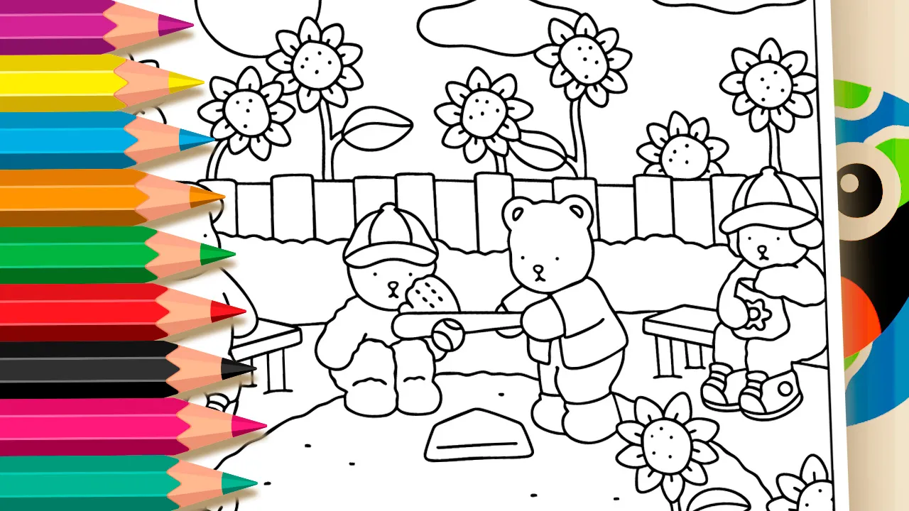 Jogo de Beisebol dos Amigos para Colorir Online