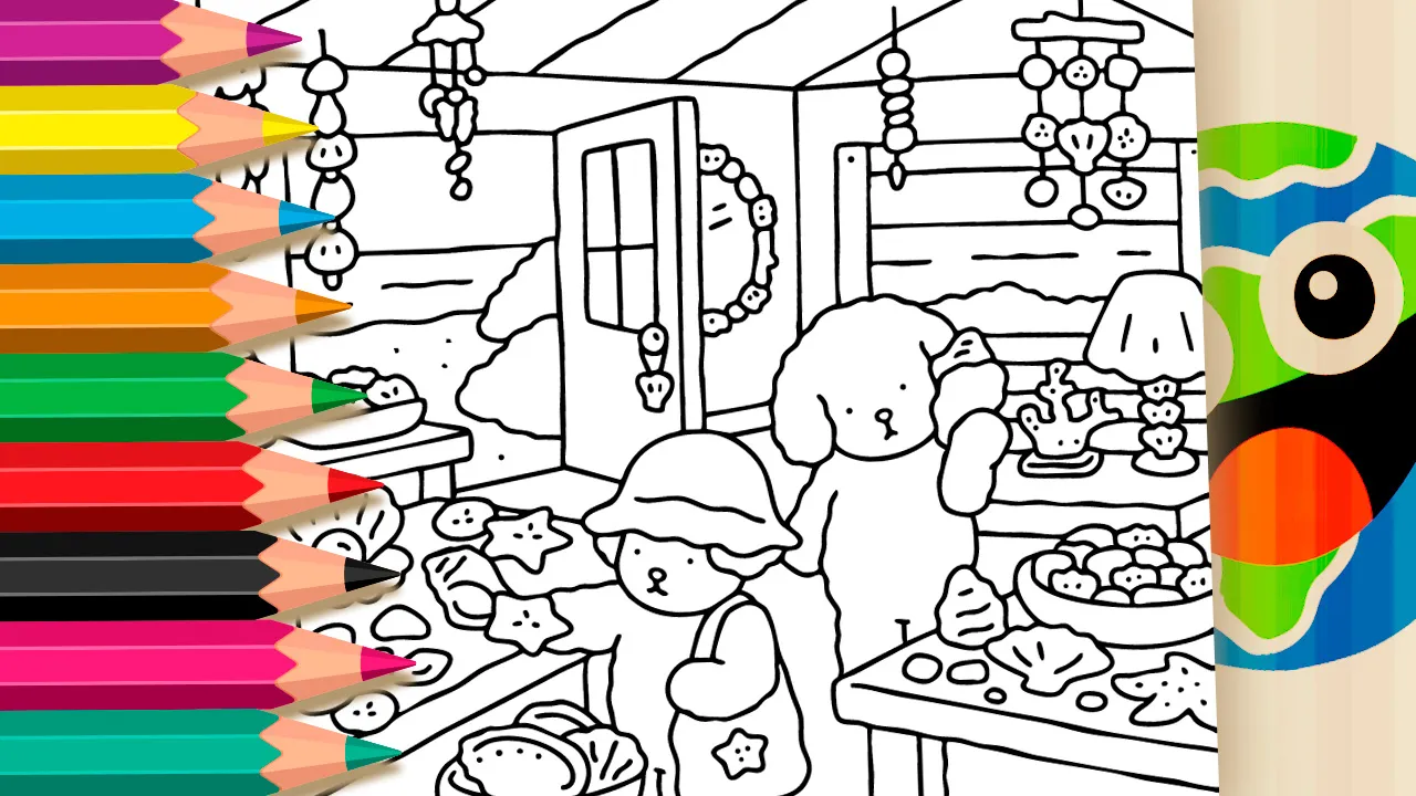 Lojinha de Conchas para Colorir: Estilo Bobbie Goods