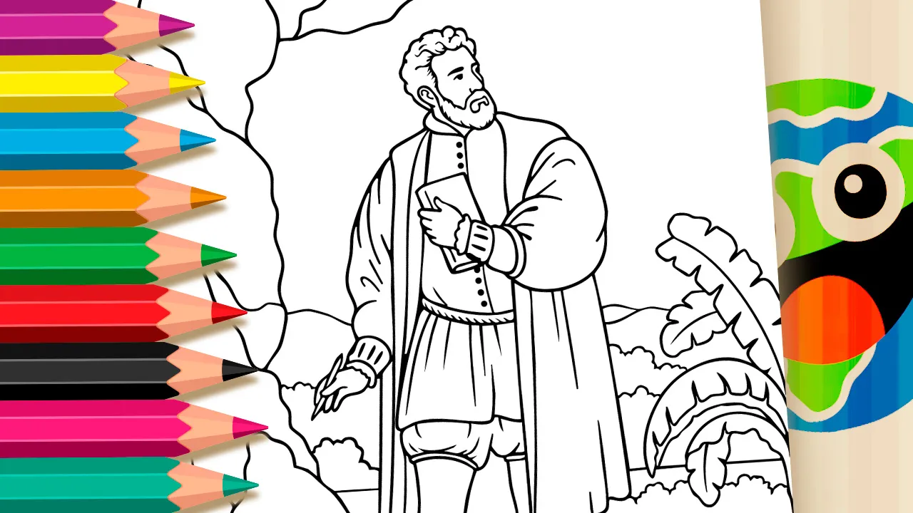 Desenho de Luís de Camões para Colorir