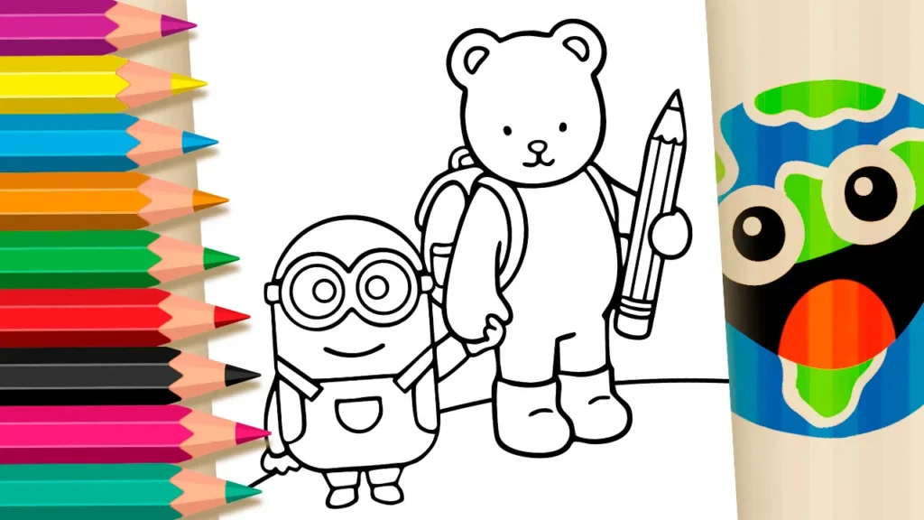 Minion e Ursinho Estilo Bobbie Goods para Colorir
