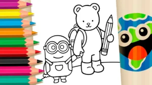 Desenho para colorir Minion e Ursinho Estilo Bobbie Goods para Colorir
