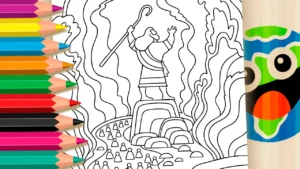 Desenho para colorir Desenho de Moisés e o Mar Vermelho para Colorir