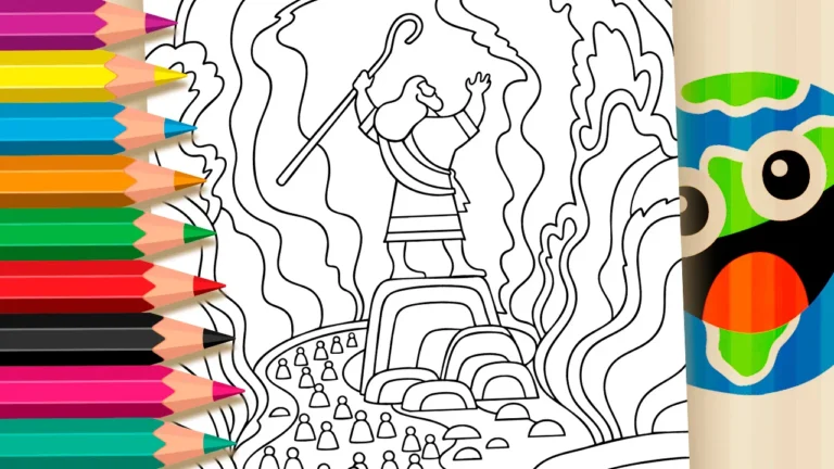 Desenho de Moisés e o Mar Vermelho para Colorir
