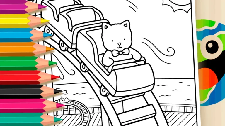 Gatinho na Montanha-Russa para Colorir Estilo Bobbie Goods