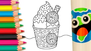 Taça de Sorvete com Oreo para Colorir