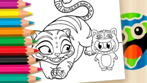 Desenho para colorir Desenho do Tigre Derpy e Labubu Cosplay para Colorir