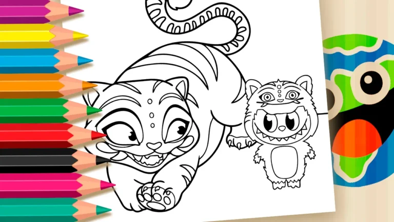 Desenho do Tigre Derpy e Labubu Cosplay para Colorir
