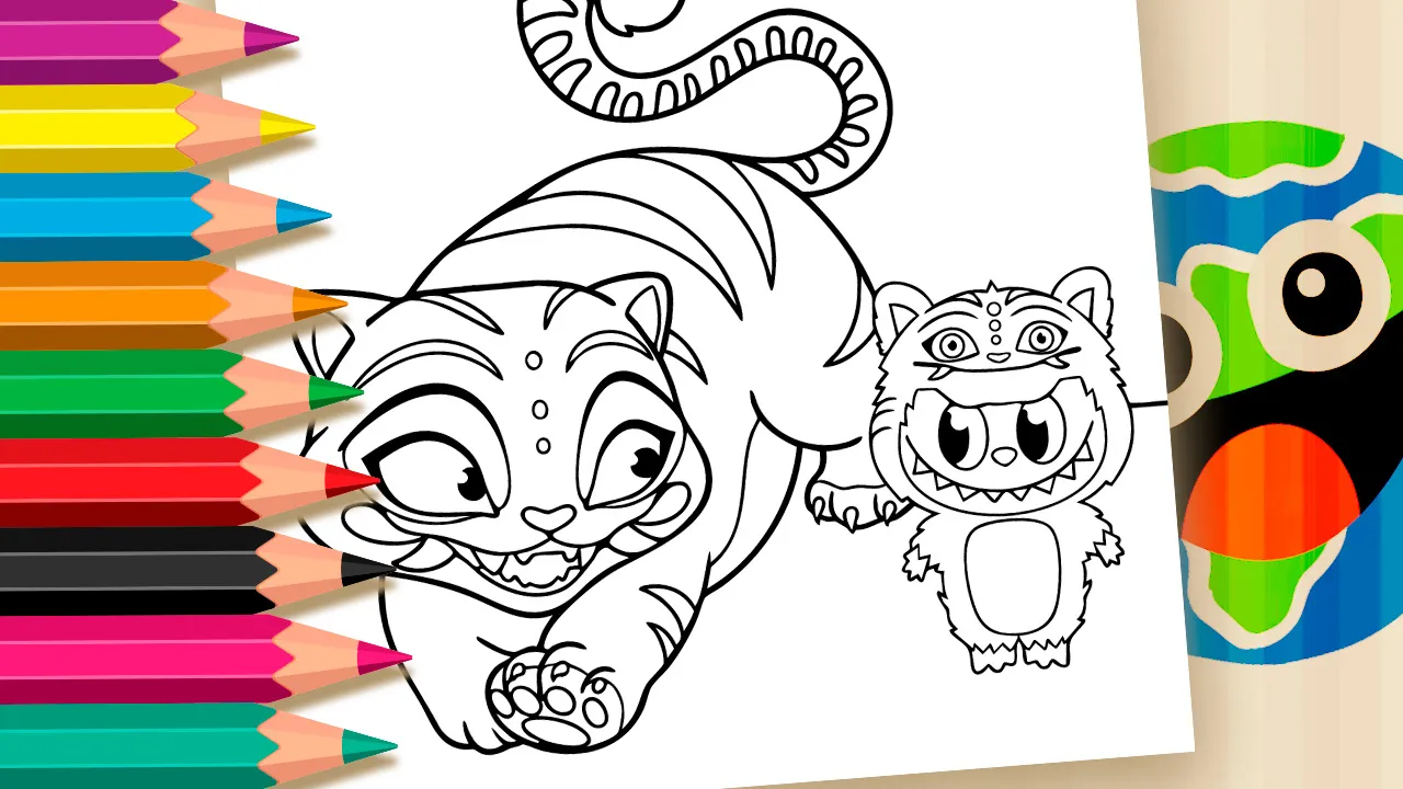 Desenho do Tigre Derpy e Labubu Cosplay para Colorir