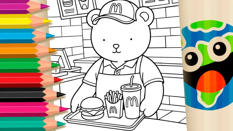 Ursinho no McDonald’s: Desenho para Colorir