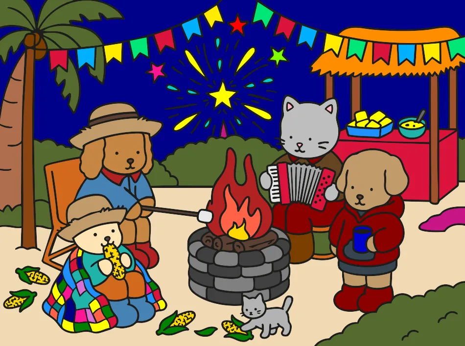 Dia de Arraiá – Desenho Colorido Online para Pintar e Imprimir | Jogo de Colorir grátis no Mundo dos Jogos