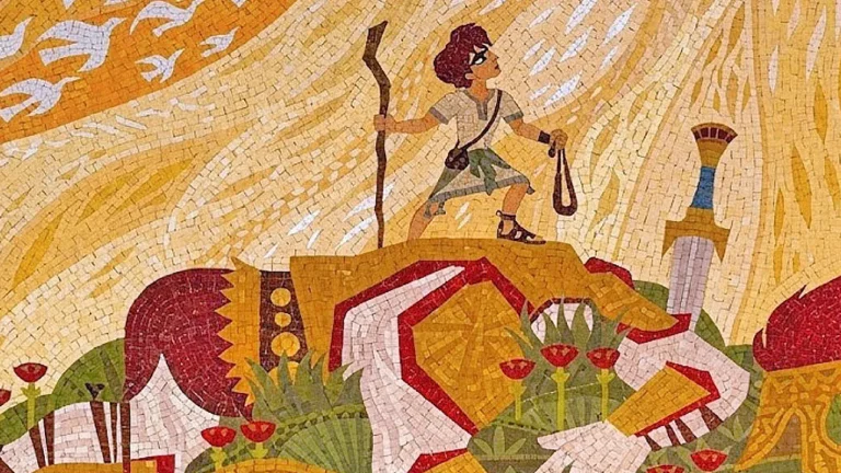 Tapete de Homenagem à Vitória de Davi contra o Gigante Golias no filme Davi Nasce um Novo Rei