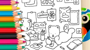Animais Desenhando um Coração para Colorir