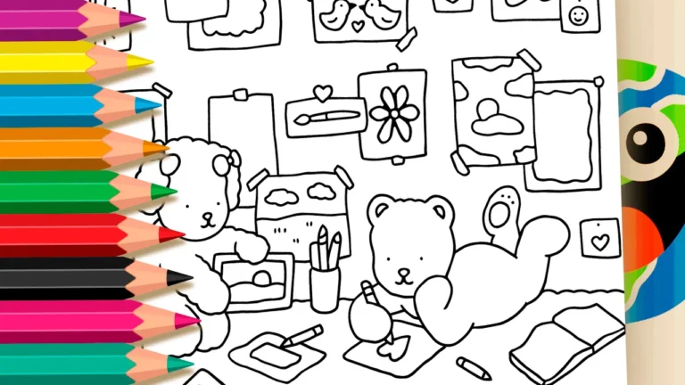 Animais Desenhando um Coração para Colorir