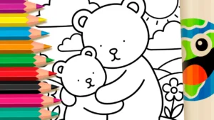 Ursinhos Pai e Filho se Abraçando para Colorir