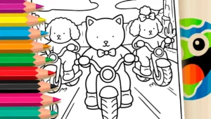 Animais em Motos no Deserto para Colorir