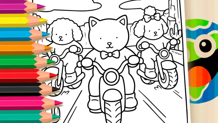 Animais em Motos no Deserto para Colorir