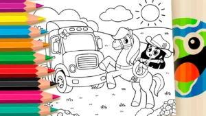Boiadeirinha de Cavalo e Caminhão para Colorir
