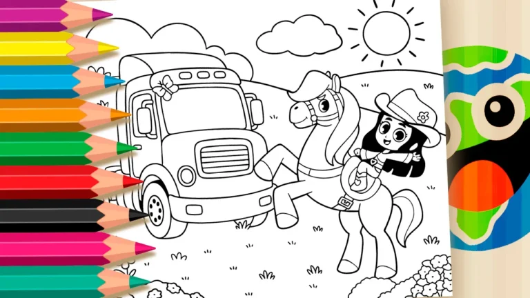Boiadeirinha de Cavalo e Caminhão para Colorir