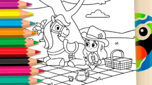 Boiadeirinha e Cavalo no Piquenique