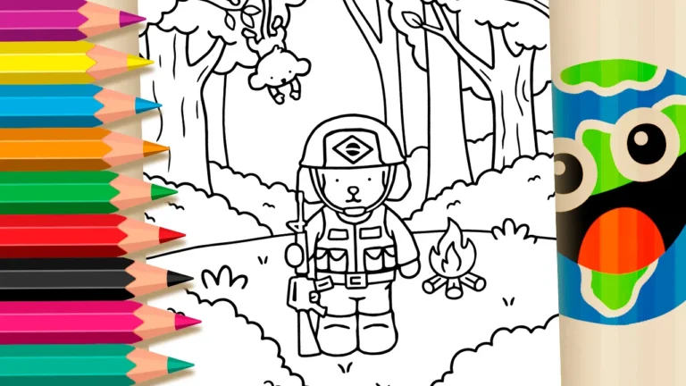 Cachorrinho Soldado na Selva para Colorir