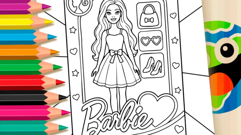 Barbie na Caixa com Acessórios para Colorir