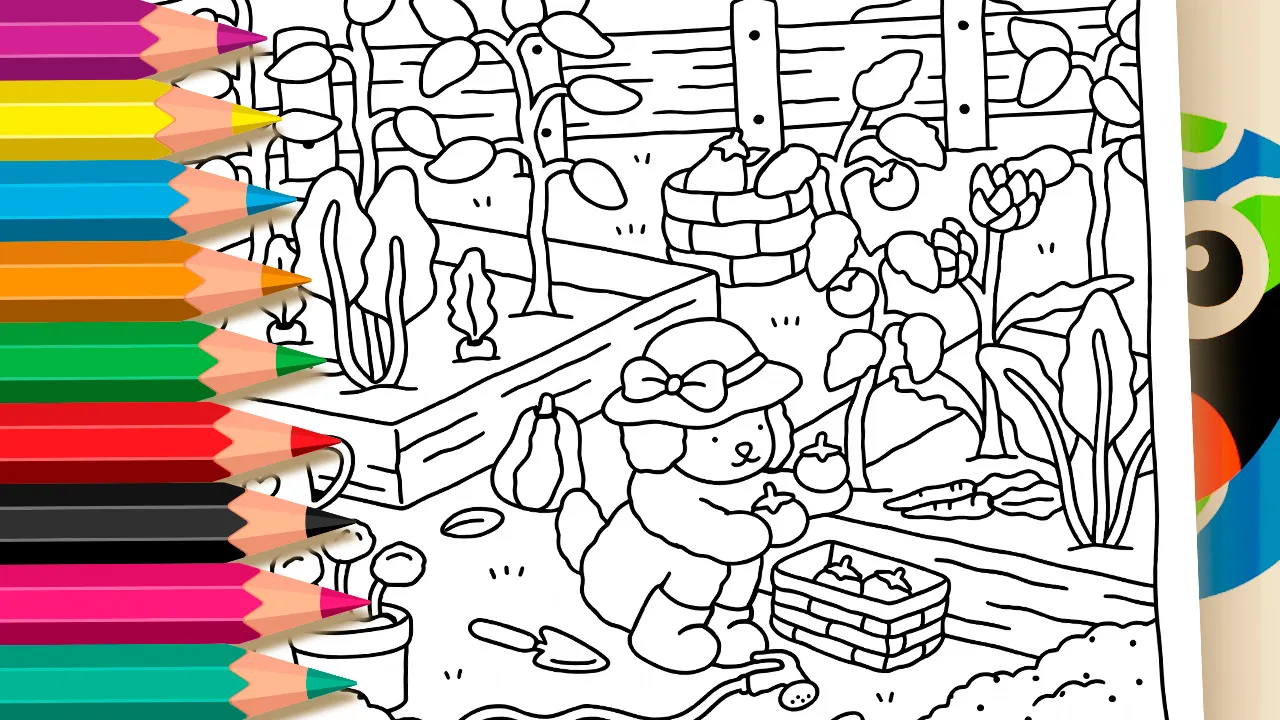 Desenho Colhendo Verduras Estilo Bobbie Goods para Colorir