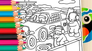 Pit Stop de Animais para Colorir
