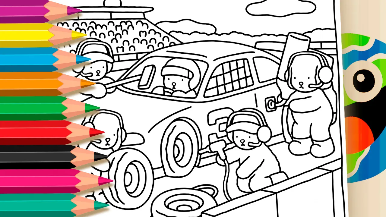 Pit Stop de Animais para Colorir