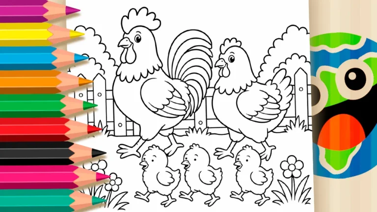 Desenho de Família de Galinhas para Colorir Online