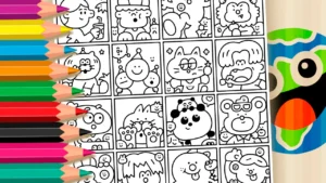 Kawaii em 16 Quadros para Colorir