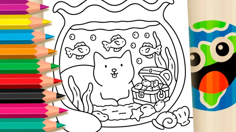 Gato Submerso no Aquário com Tesouro
