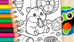 Hamster com Semente de Girassol para Colorir