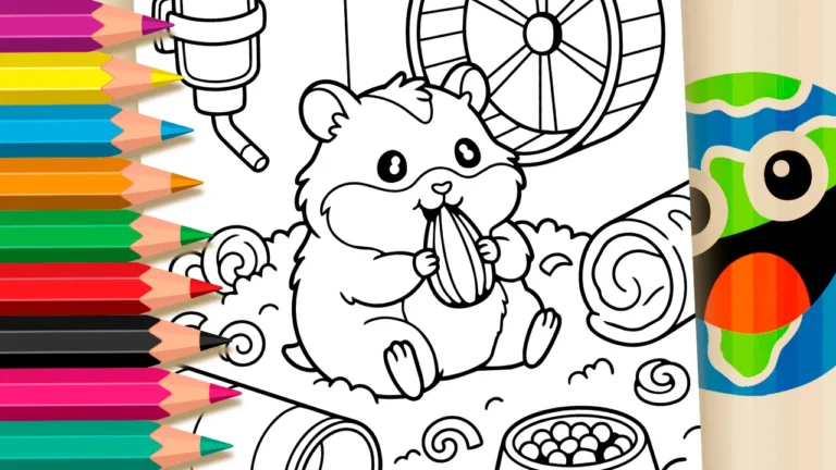 Hamster com Semente de Girassol para Colorir