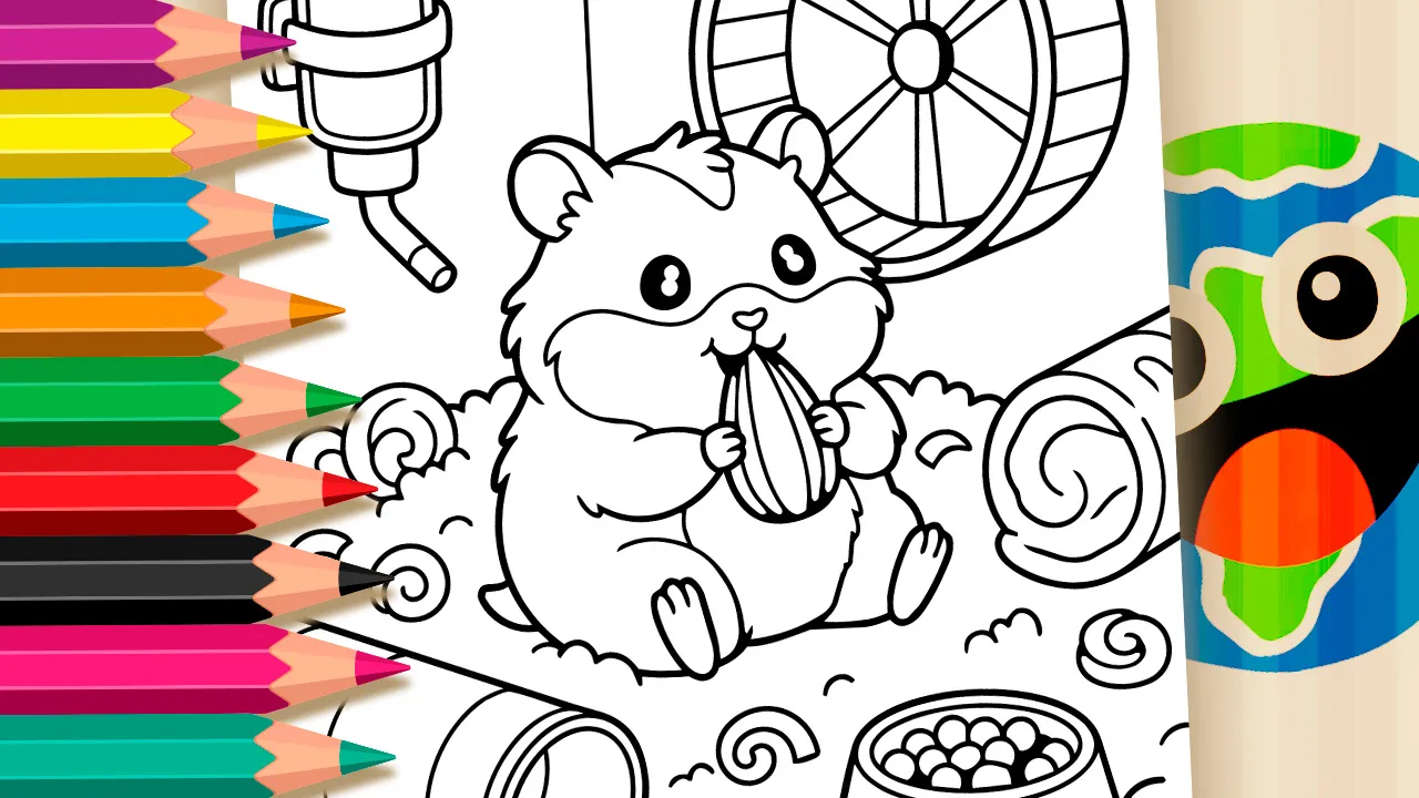 Hamster com Semente de Girassol para Colorir