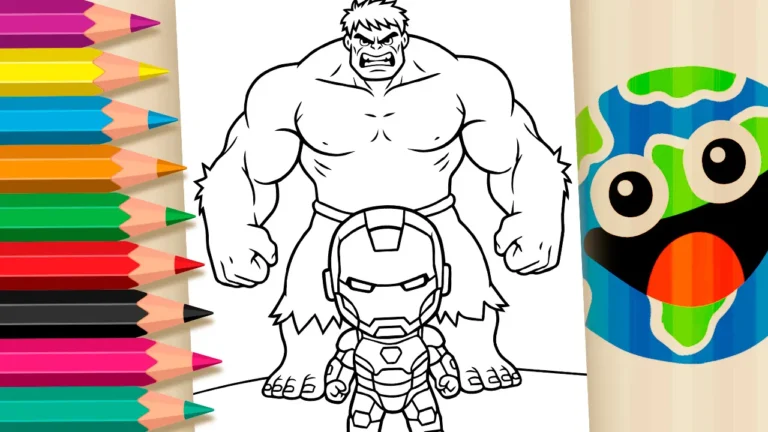 Homem de Ferro Chibi e Hulk para Colorir