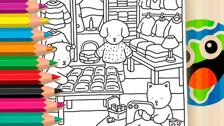 Lojinha de Tricô com Bichinhos para Colorir