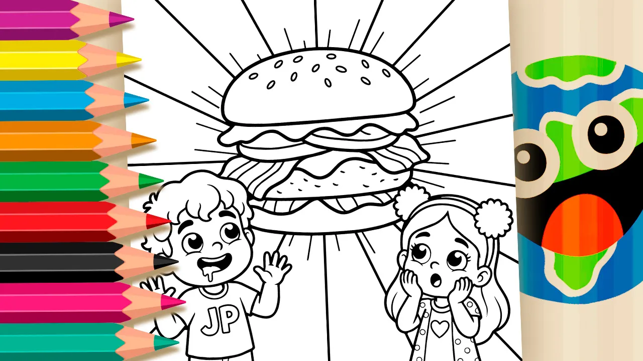 Maria Clara e JP: O Hambúrguer Gigante para Colorir