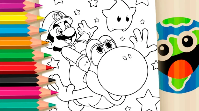 Super Mario e Yoshi no Espaço para Colorir Online