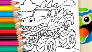 Monster Truck T-Rex para Colorir