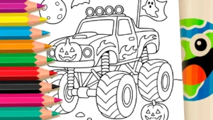 Monster Truck de Halloween para Colorir