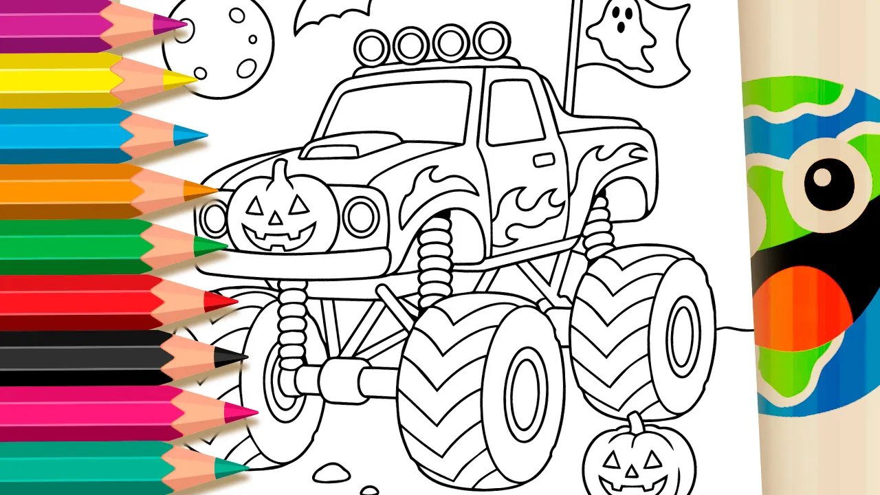 Monster Truck de Halloween para Colorir